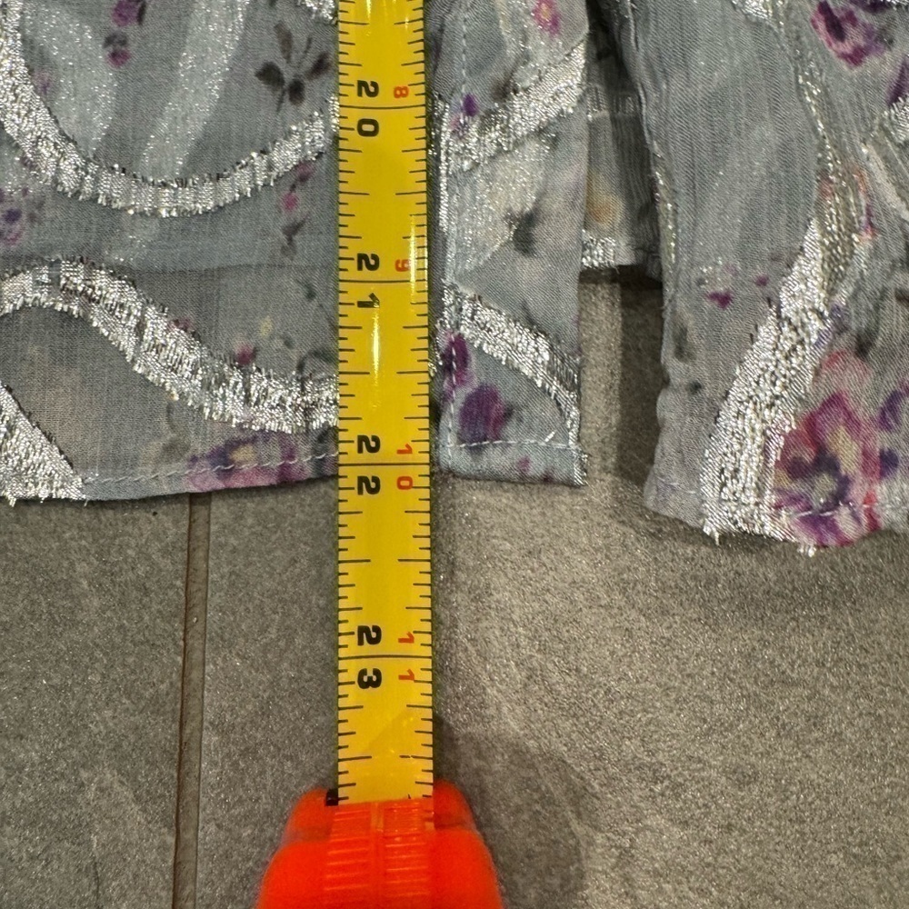 LOVESHACKFANCY Alyssa sheer silk & silver metallic ruffle feminine top small - Picture 6 of 9